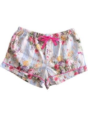 Peter Alexander Pastel Floral And Stripes Sleep Shorts Size Medium-Large